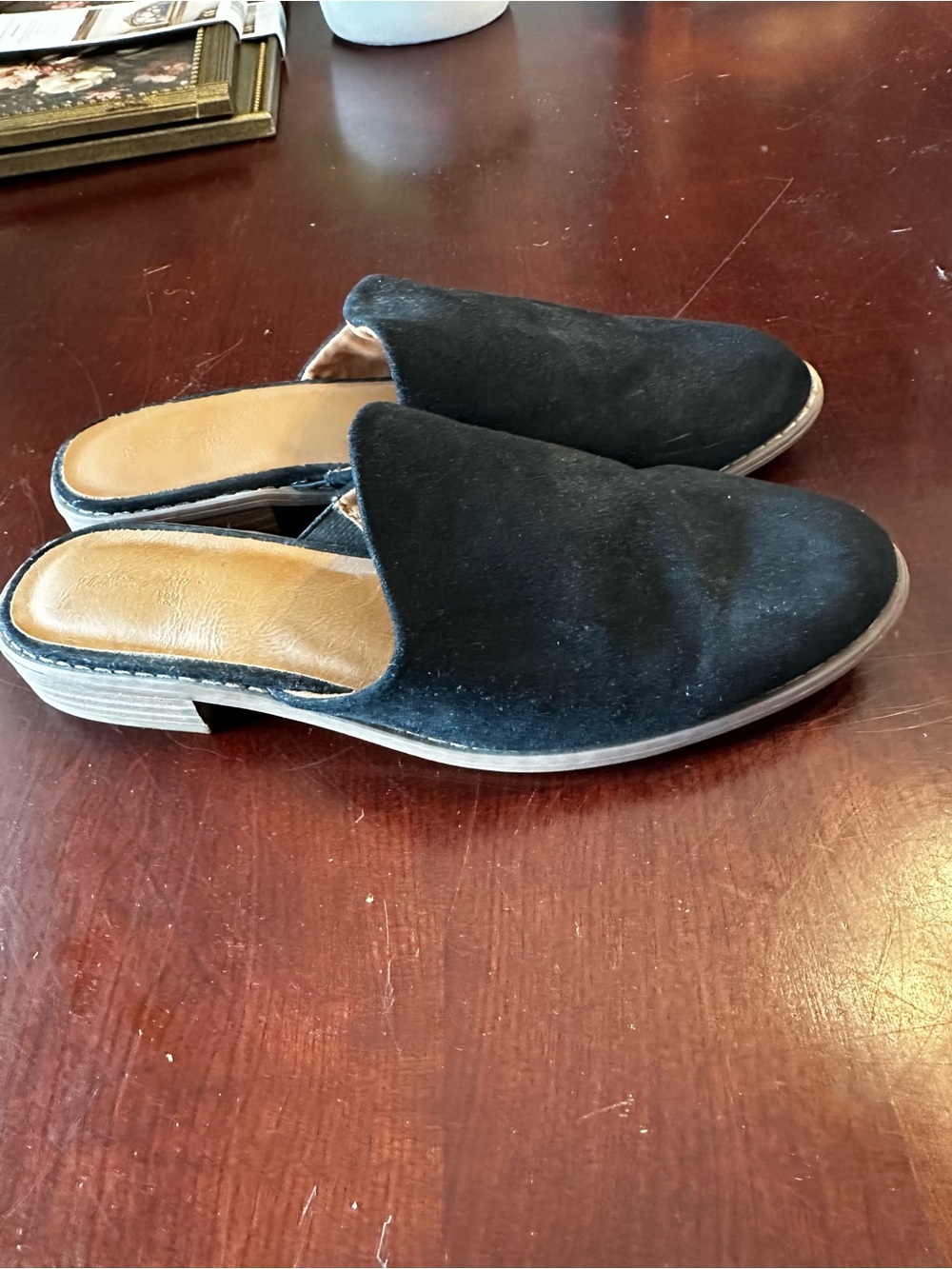 Universal Thread Black Suede Slip-On Mules with Low Heel